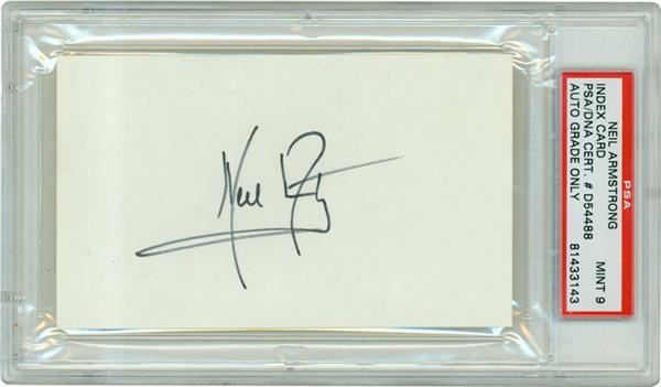 - Neil Armstrong Signed 3 x 5&quot; Index Card PSA/DNA MINT 9