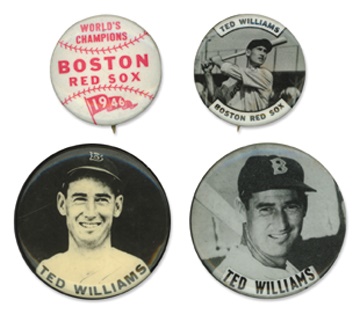 1940's-50's Ted Williams & Boston Red Sox Pin Collection (4)