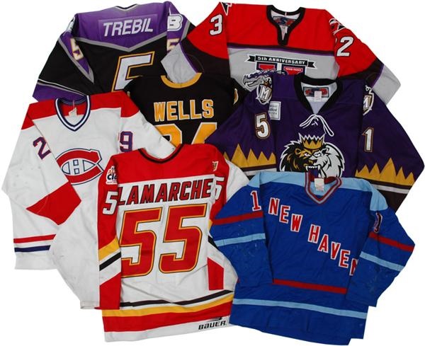 - Group Of Seven (7) AHL Game Worn Jerseys