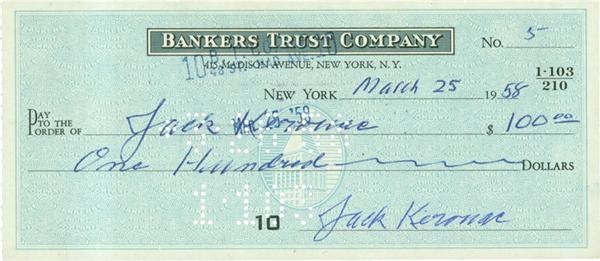 - Triple Signed Jack Kerouac Check