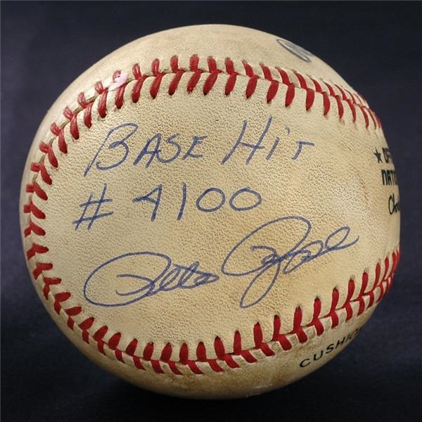Historical Baseballs - Pete Rose&#39;s Career Hit #4100 Baseball