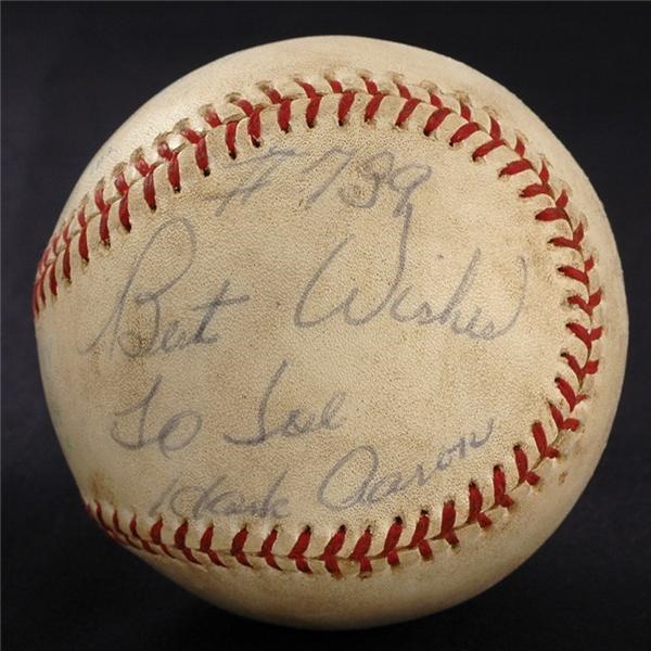 Historical Baseballs - Hank Aaron&#39;s 739th Career Home Run Baseball