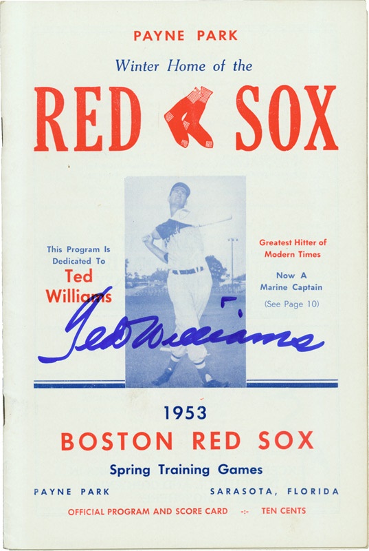 Boston Sports - 1953 Ted Williams Day Signed Program