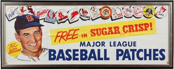 Boston Sports - 1955 Ted Williams Sugar Crisp Advertising Sign