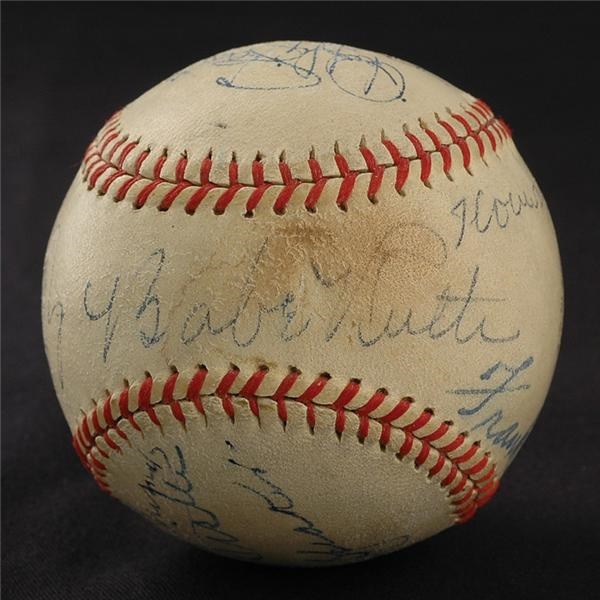 Comerford - Babe Ruth-Walter Johnson-Honus Wagner-Tris Speaker Signed Baseball