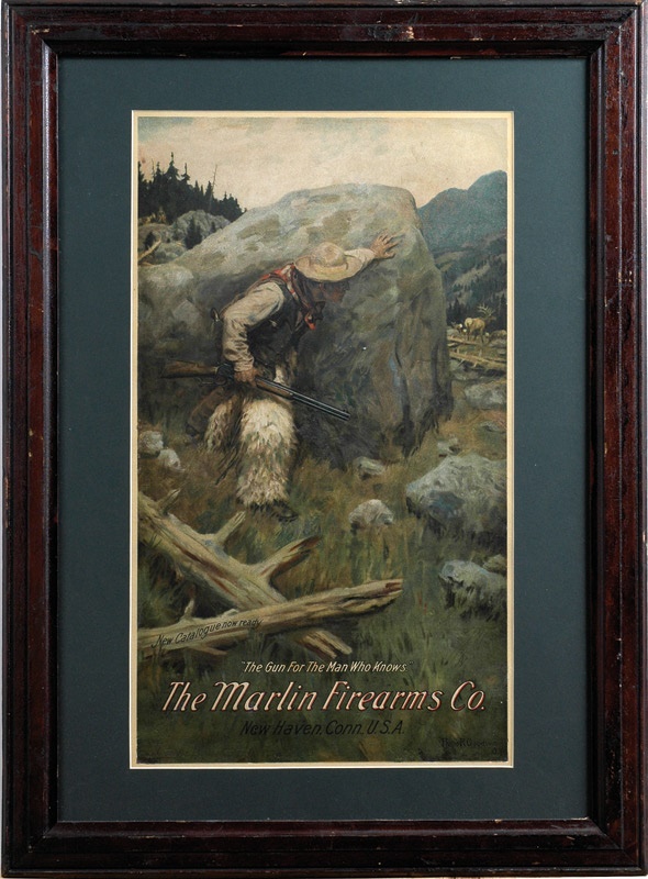 - 1906 Marlin Firearms Advertising Poster by Philip R. Goodwin (14&quot;x24&quot;)