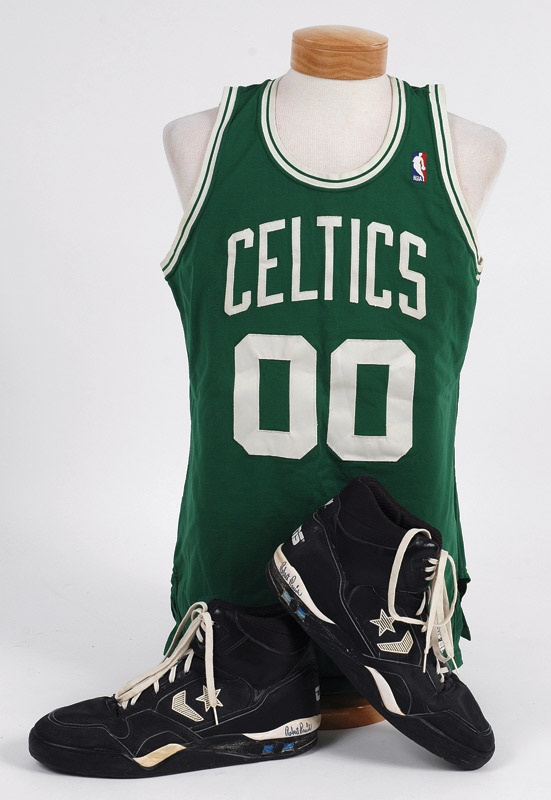 - 1986-87 Robert Parish Game Worn Celtics Jersey and Sneakers