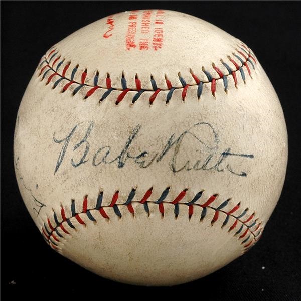 Babe Ruth - 1927 Babe Ruth and Lou Gehrig Autographed Baseball