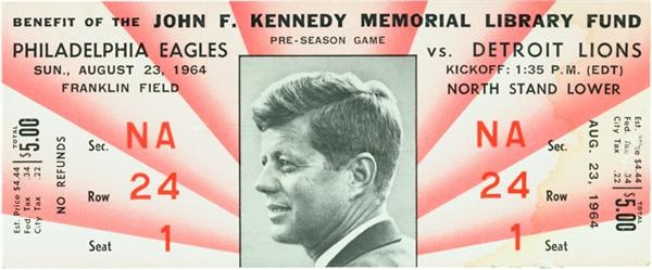 - 1964 John F. Kennedy Memorial Library Fund Unused Ticket