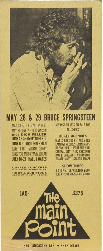 Bruce Springsteen - 70&#39;s Bruce Springsteen Concert Poster, &quot;The Main Point&quot;