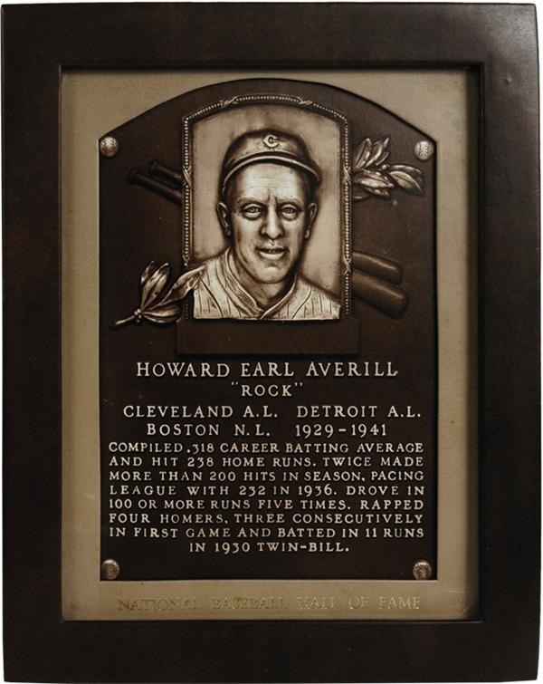 Earl Averill Presentational Hall of Fame Plaque