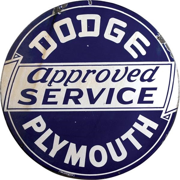 - 1940&#39;s Dodge / Plymouth Approved Service Double Sided Porcelain Sign