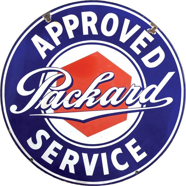 - 1940&#39;s Packard Approved Service Double Sided Porcelain Sign