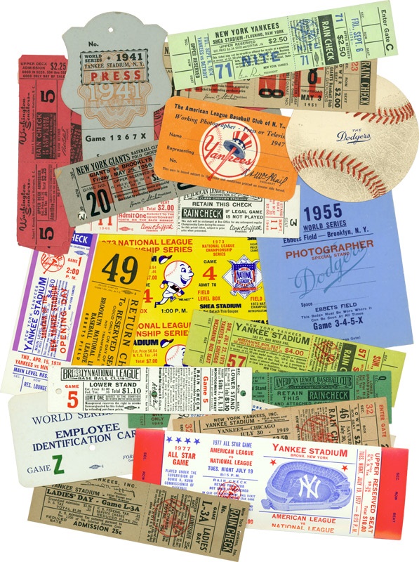 Ernie Davis - Collection Of 24 Vintage Baseball Tickets And Passes