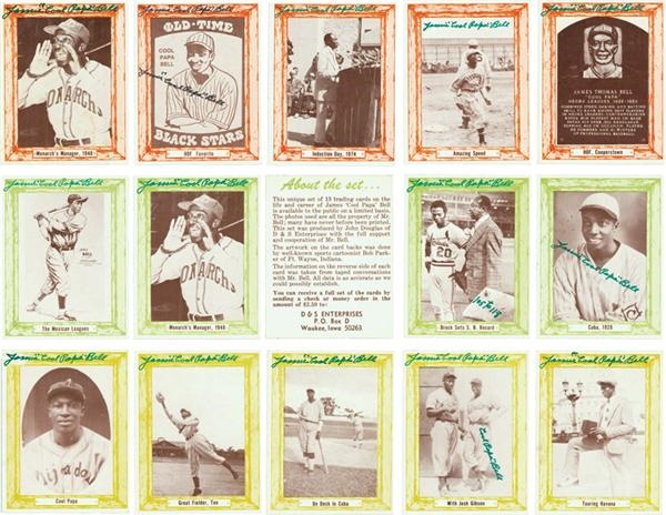 Baseball Memorabilia - Complete Set of Cool Papa Bell Signed Cards (15)