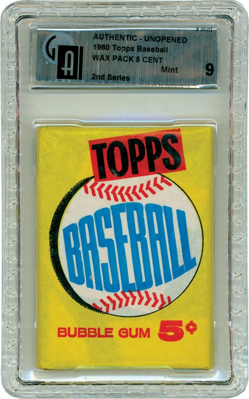 Unopened Material - 1960 Topps Baseball 5 Cent Unopened Wax Pack GAI 9 MINT