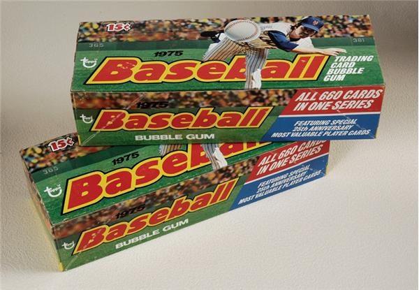 Unopened Material - Two 36 Count 1975 Topps Mini Full Wax Boxes