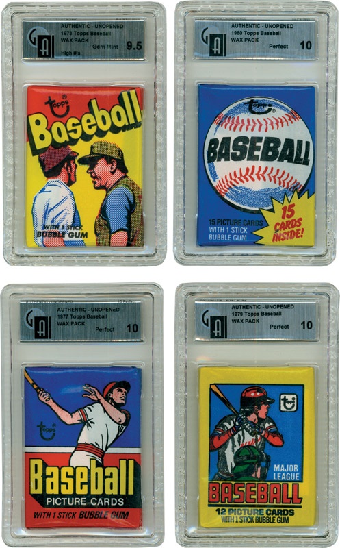 Unopened Material - Collection of 1973-1980 Topps Baseball Wax Packs All GAI Graded (30)