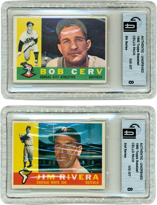 - 1960 Topps Baseball Cello Packs Both GAI 8 NM-MT (2)