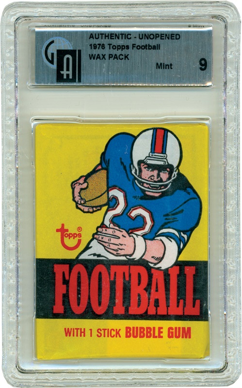 Unopened Material - (9) 1976 Topps Football Wax Packs All GAI Graded