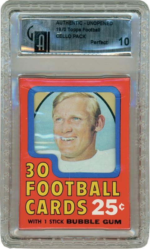 Unopened Material - 1970 Topps Football Cello Pack GAI 10 PERFECT