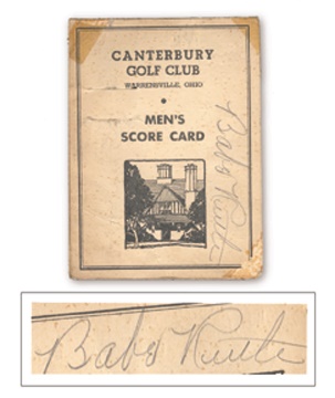 Babe Ruth - Babe Ruth Signed Golfing Scorecard