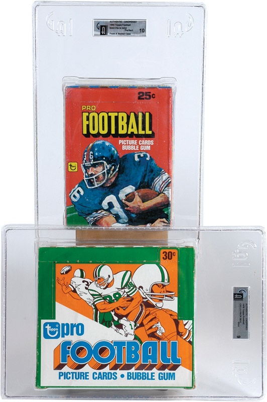 Unopened Material - 1979 Topps Football Cello Box GAI 9 MINT & 1980 Topps Football Wax Box GAI 10 Perfect