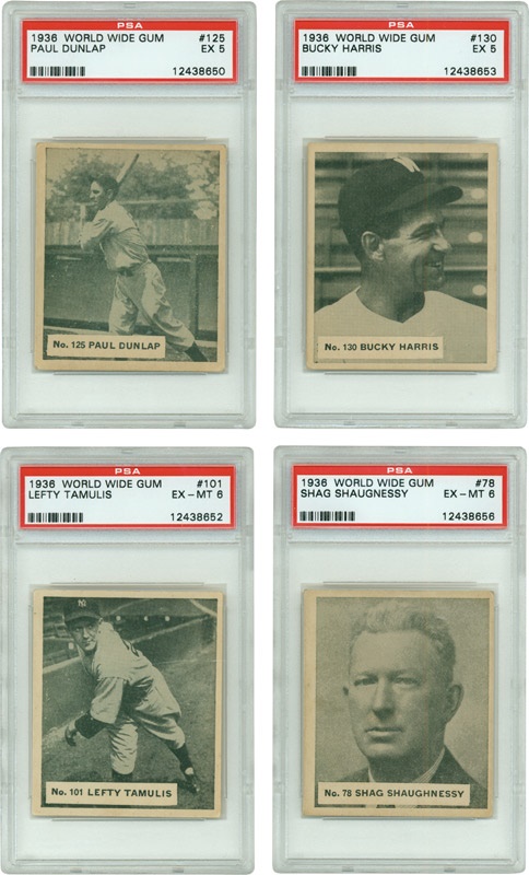 - Ultra Rare 1936 World Wide Gum Wrapper With Four PSA Graded Cards