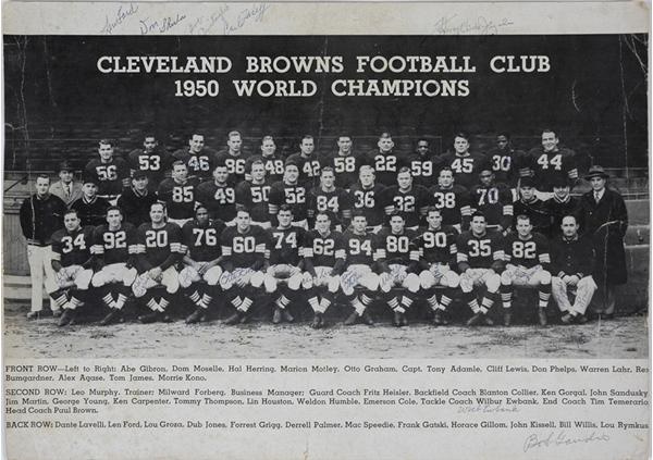 Otto Graham - Otto Graham&#39;s 1950 World Champion Cleveland Browns Team Signed Photo