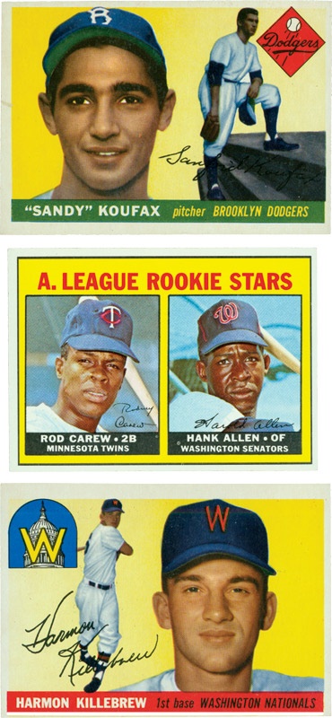 - Collection of Topps Rookie Cards: Koufax, Killebrew and Carew (3)