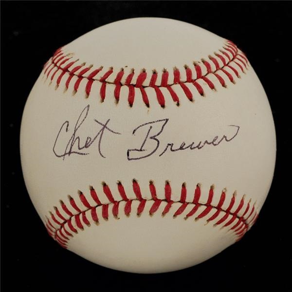 Baseball Memorabilia - Chet Brewer Single Signed Baseball