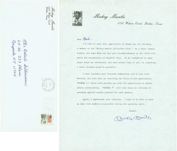 - Mickey Mantle Signed Letter