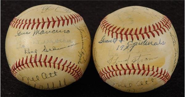 The Jesse Haines Collection - NY Giants-St Louis Cardinals Greats Signed Baseballs (2)