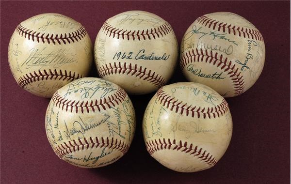The Jesse Haines Collection - 1950-60&#39;s St. Louis Cardinals Team Signed Baseballs (5)