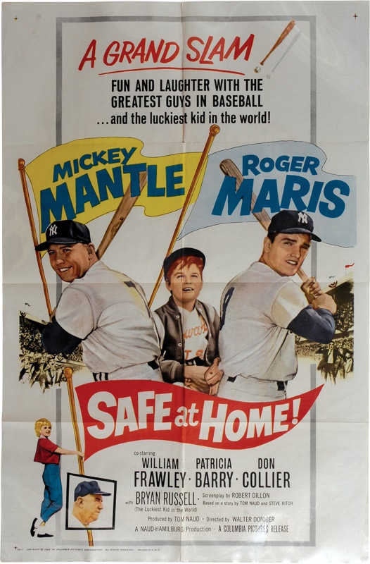 NY Yankees, Giants & Mets - 1962 &quot;Safe At Home&quot; Mantle / Maris One-Sheet Movie Poster