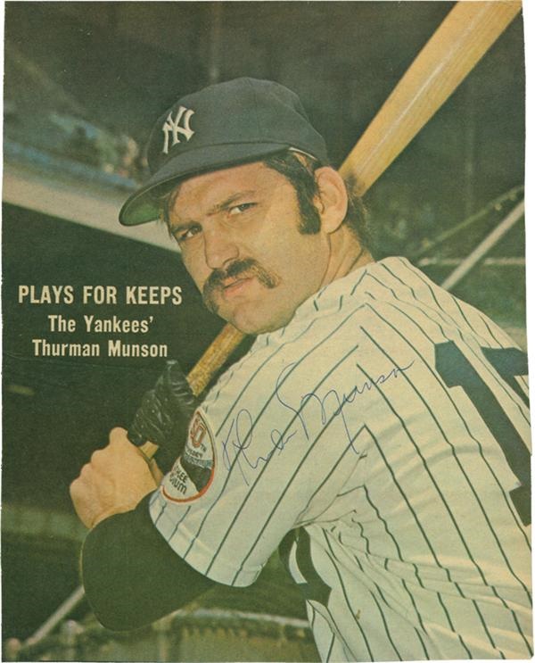NY Yankees, Giants & Mets - 1973 Thurman Munson Autographed Photo