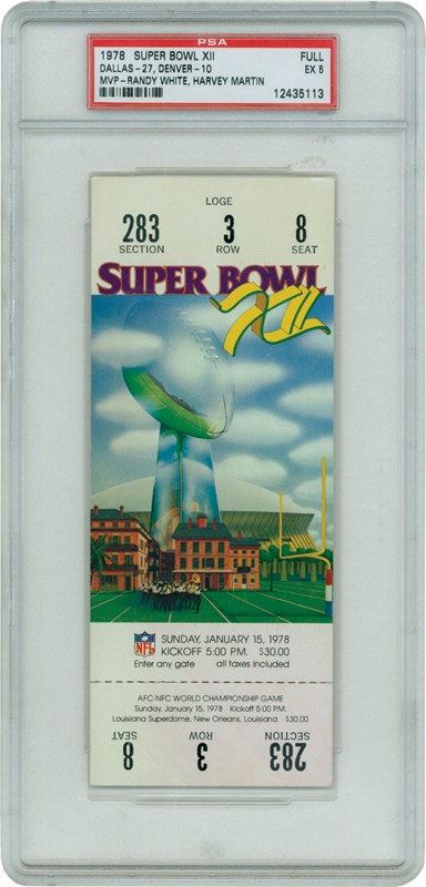 - Very Rare 1978 Super Bowl XII Full Ticket PSA 5 EX