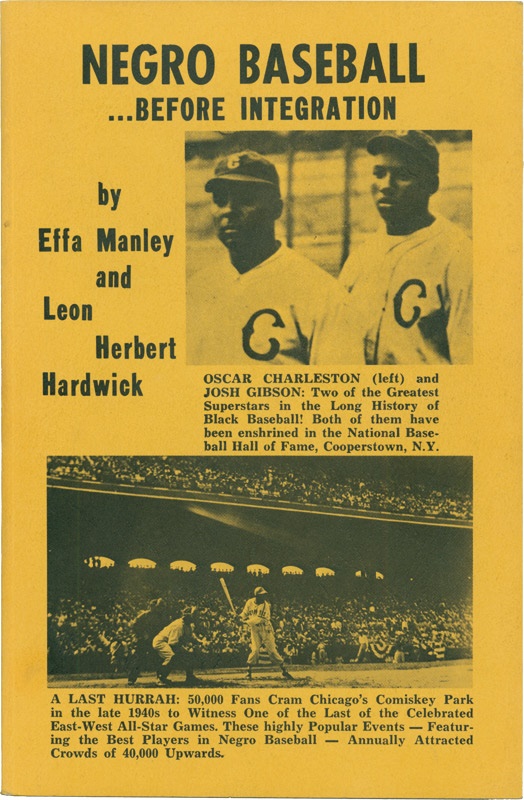 Baseball Memorabilia - Rare Effa Manley Autographed  &quot;Negro Baseball...Before Integration&quot; Book