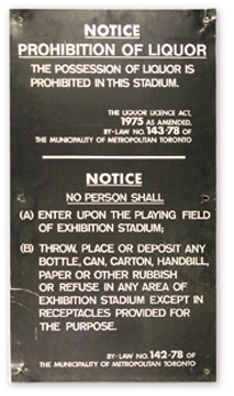 - Exhibition Stadium Alcohol Sign (18x36")
