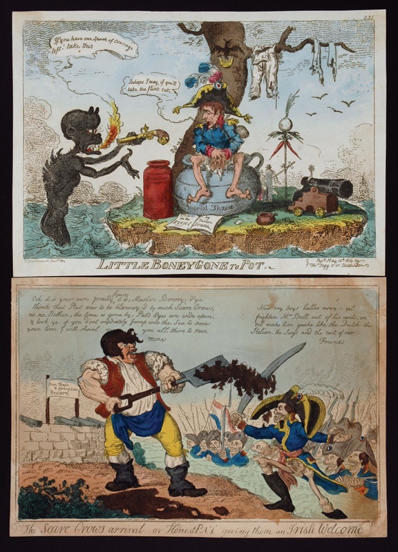 The Dr. Alvin Weiner Collection of Napoleon and Mi - Original Watercolor Caricature Etchings Of Napoleon by George And Issac Cruickshank (2)