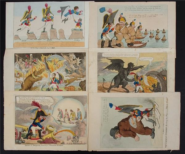 - Original Hand-Colored Caricature Engravings Depicting Napoleon and His Enemies (6)
