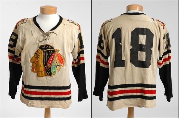Hockey Equipment - Circa 1961-62 Chico Maki Game Worn Black Hawks Jersey