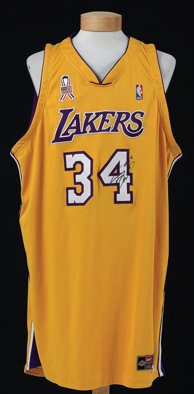 - 2001-02 Shaquille O&#39;Neal Game Worn Los Angeles Lakers Jersey with 911 Patch and Provenance