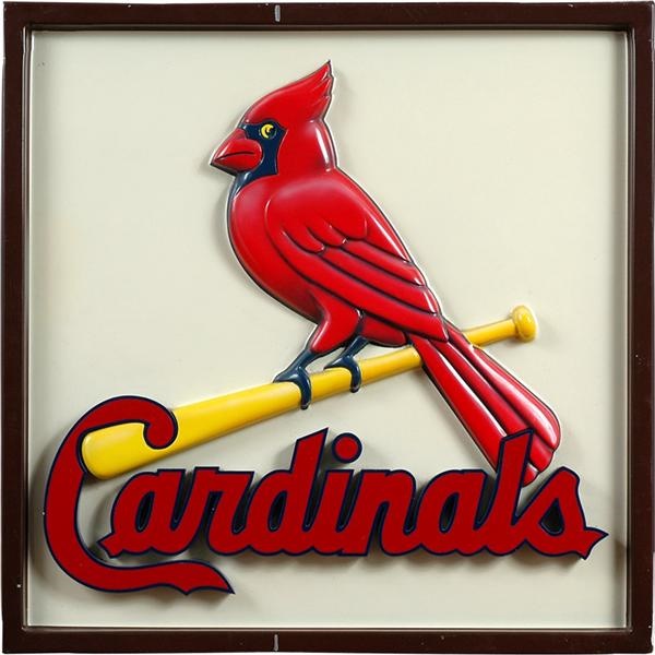 St. Louis Cardinals - Three Dimensional Cardinals Logo Sign From Busch Stadium (28&quot;x28&quot;)