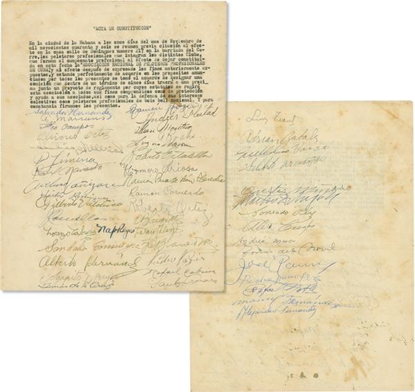 - 1946 Cuban Baseball &quot;Constitution&quot; Signed by Players Including Martin Dihigo