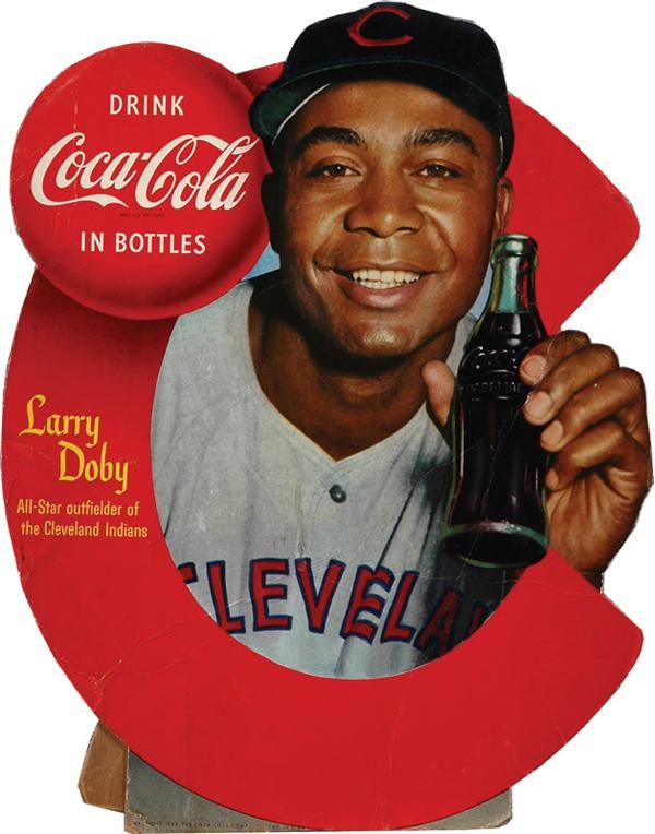 Ernie Davis - 1954 Larry Doby Coca-Cola Cardboard Advertising Display