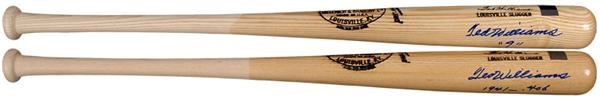 Boston Sports - Pair Of Ted Williams Special Inscription Bats