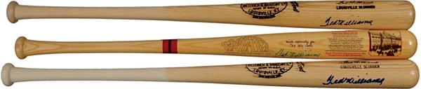 - Group of Three Ted Williams Single Signed Bats