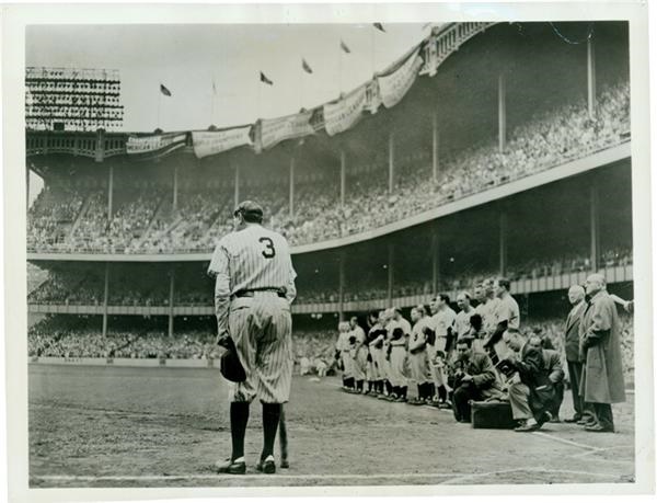 Babe Ruth and Lou Gehrig - Babe Ruth&#39;s Farewell To Baseball by Nat Fein