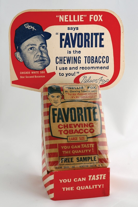 Ernie Davis - Nellie Fox Favorite Chewing Tobacco Display with Unopened Pack